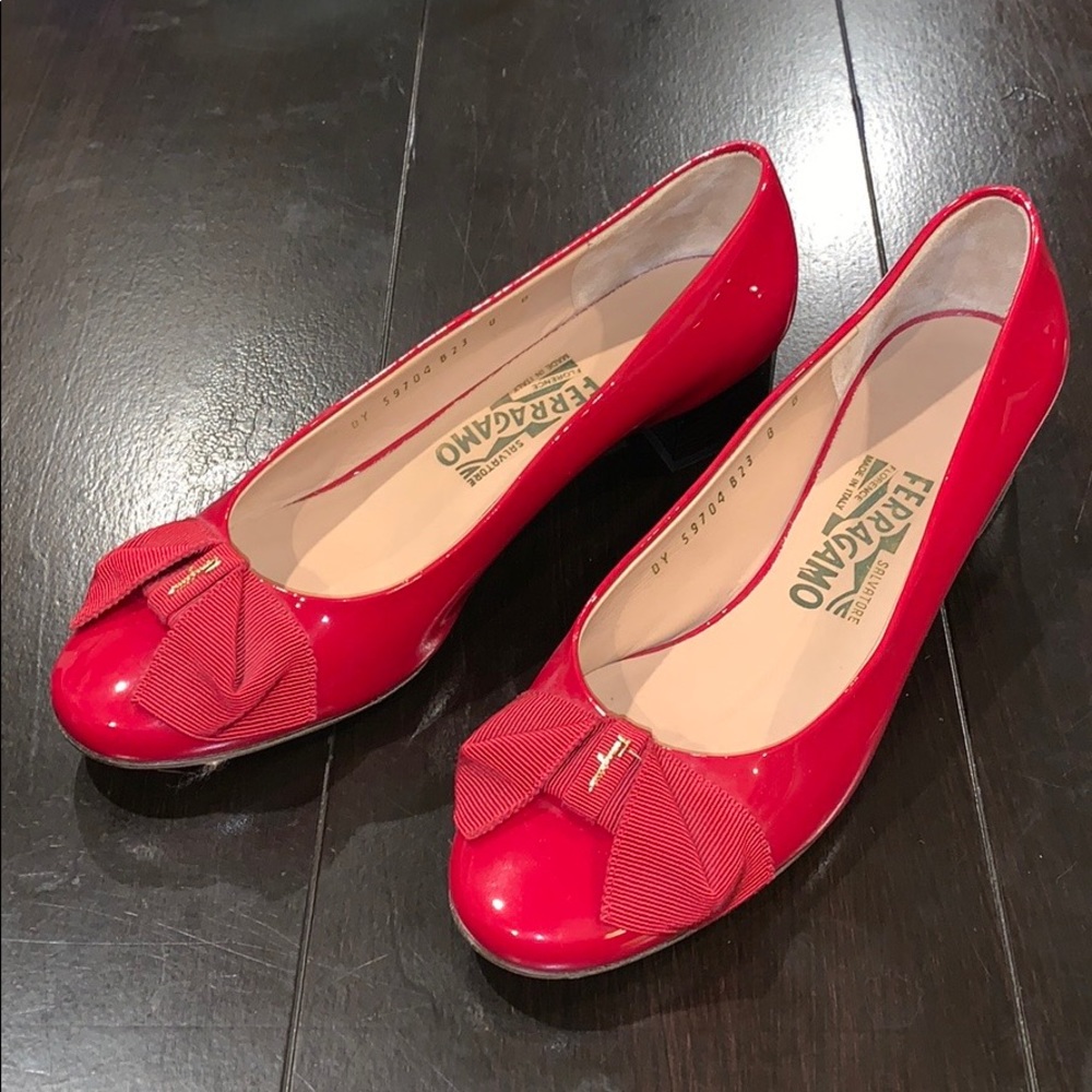Red Patent Leather Ferragamos - Picture 1 of 4